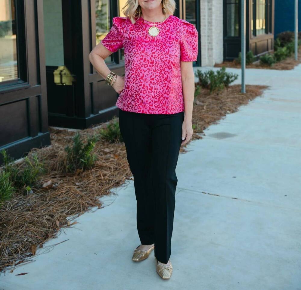 NEW JADE & JOY JOY leopard short sleeve top in pink
